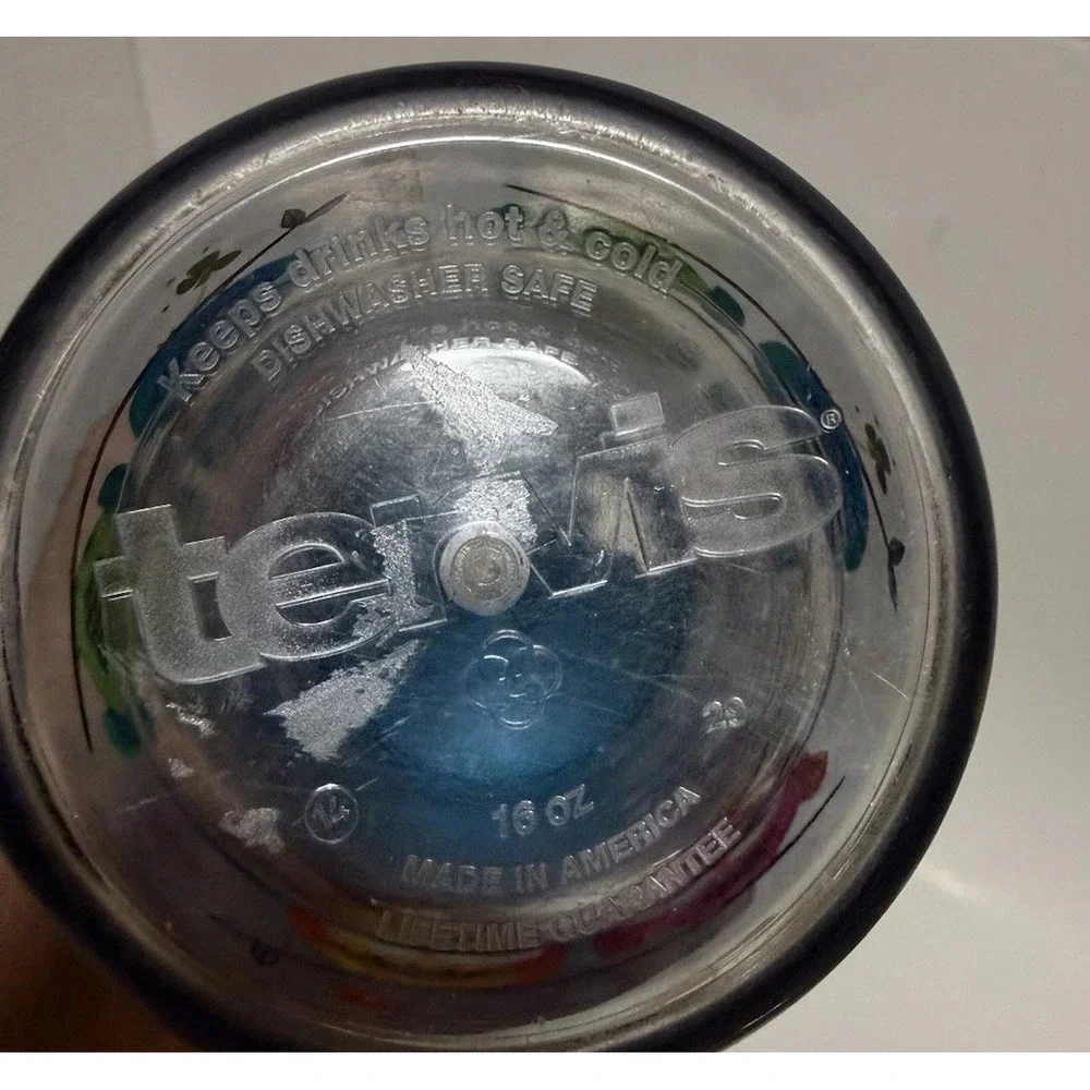 Tervis Owl Tumbler 16 oz Insulated Travel Cup Blue Lid Colorful Owls Made in USA